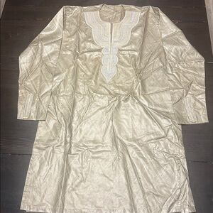 Traditional Men's Embroidered Tunic in Metallic Gold